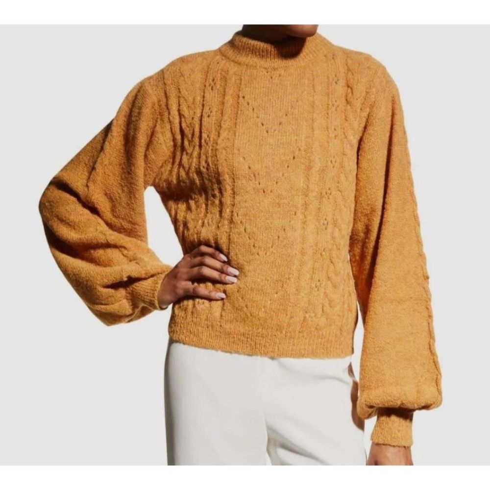 Stella Pardo Paris Orange Tan Alpaca “Misae” Pullover Mock Neck Sweater - Xs Euc